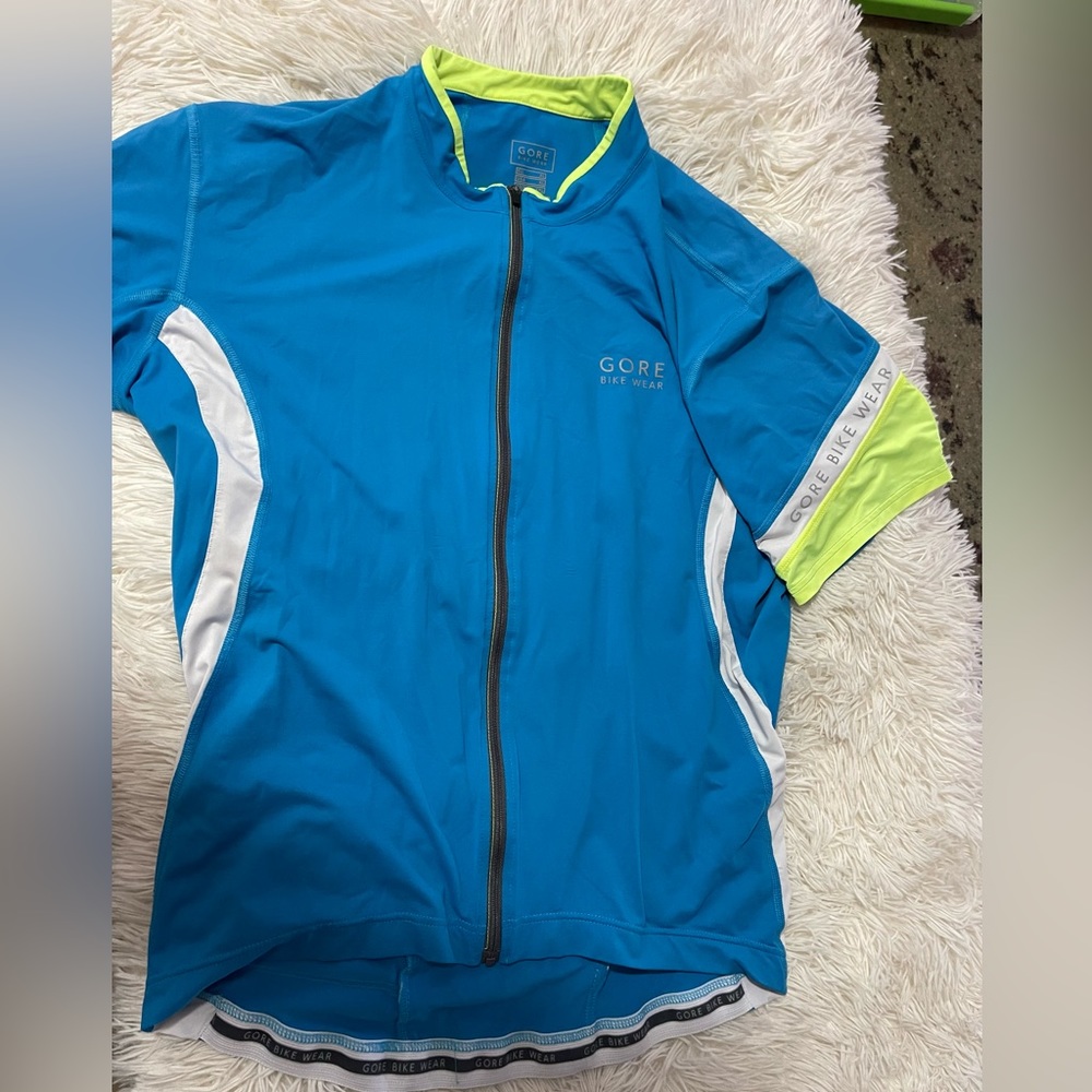 Gore Bike Wear Jersey blue Short Sleeve Full Zip Bottle Pockets